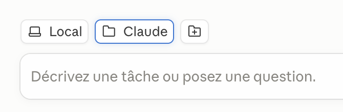 Sélecteur de dossier avec Claude sélectionné