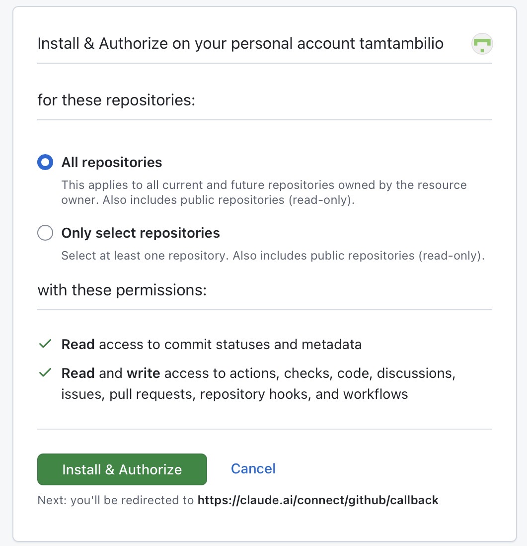 Bouton Install and Authorize sur GitHub